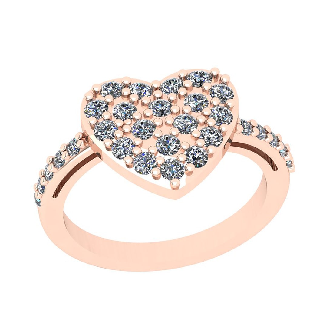Certified 0.45 Ctw SI2/I1 Diamond 14K Rose Gold Heart Shape Promise Ring (1 of 1)