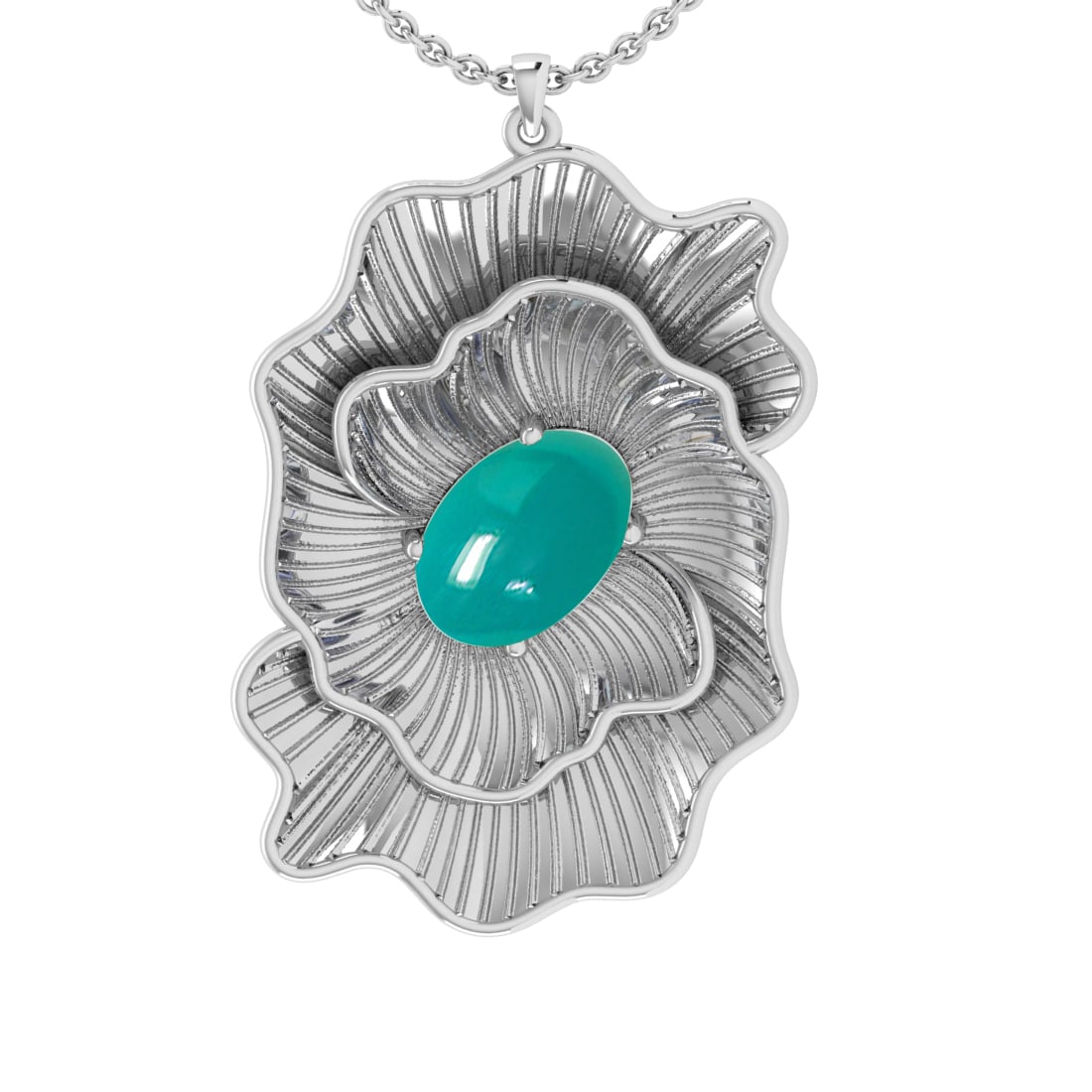 2.30 Ctw Emerald 14K White Gold Pendant Necklace: Color Stone Weight : 2.30 Ctw (Oval Cab) Stone Color :- Emerald Center Stone Setting : Prong Metal Weight : Approx 4.70 gram 14K White Gold Pendant Necklace #PAPPS69354v12