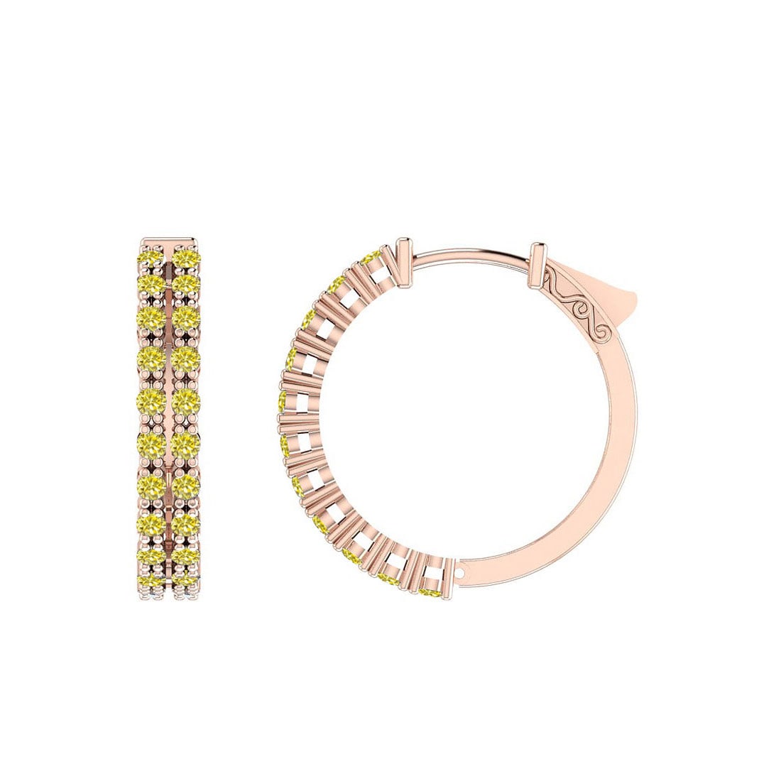 1.20 Ctw Treated fancy Yellow Diamond 14K White Gold Huggie Earrings: Center Diamond Weight : 1.20 Ctw (Round Cut) Center Diamond Color :- Treated fancy Yellow Diamond Center Clarity : I2/I3 Stone Setting : Prong Metal Weight : Approx 6.00 Gram 14K White Gold Huggie