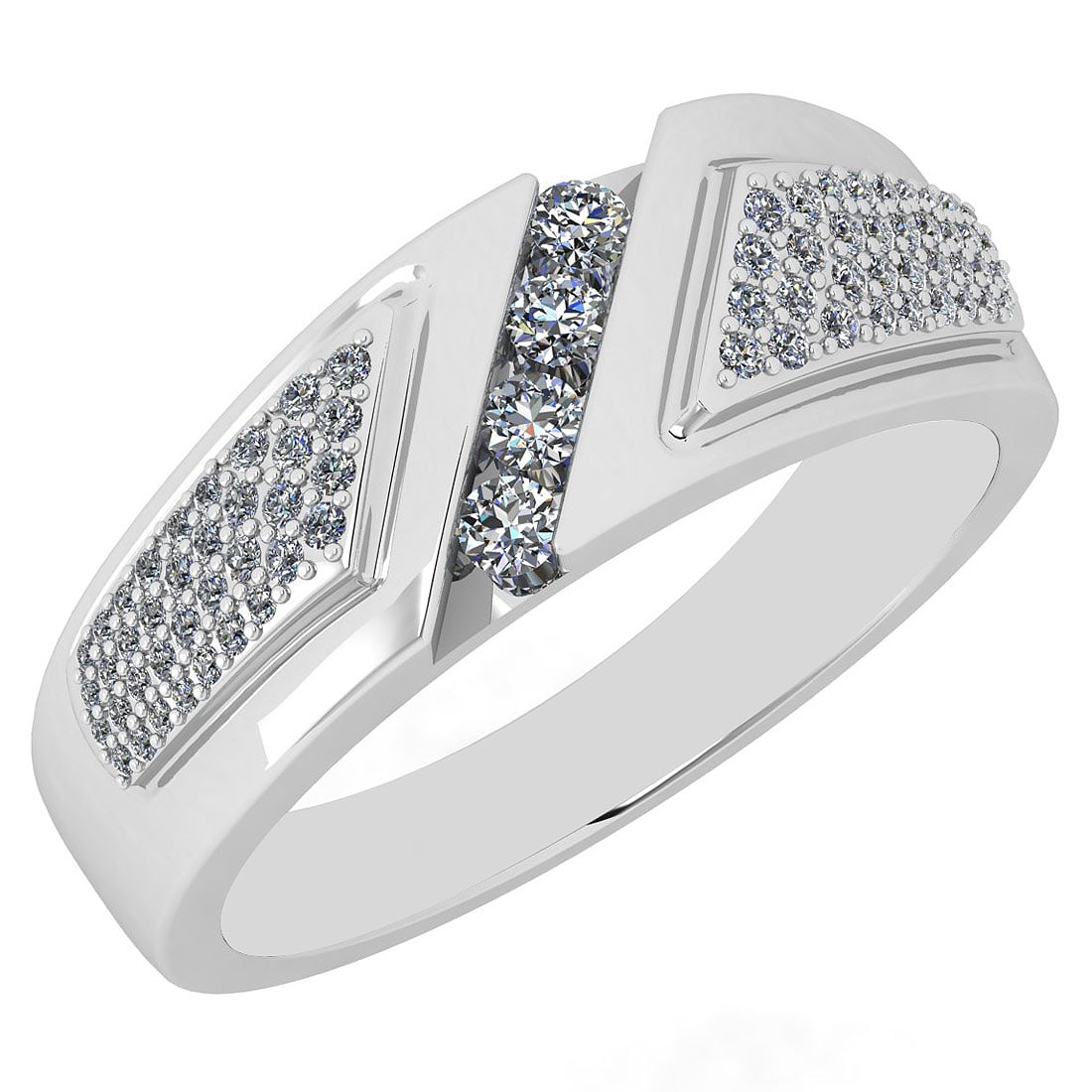 0.68 Ctw SI2/I1 Diamond 14K White Gold Men s Band Ring: Center Diamond Weight : 0.27 Ctw (4 Pec Round Cut) Center Diamond Color : J-K Center Stone Setting : Prong Center Stone Clarity : SI2/I1 Side Stone Weight Of Ctw 0.41 Ctw Side Stone Color : J-K Stone 