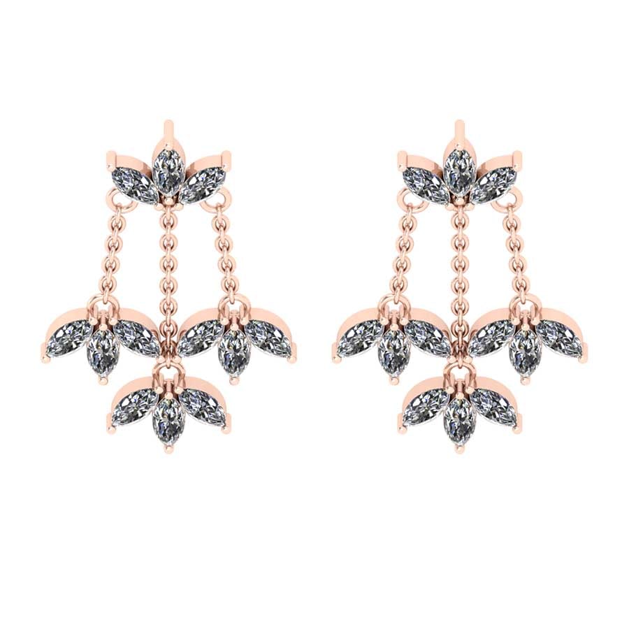 3.36 Ctw SI2/I1 Diamond 14K Rose Gold Antique style Earrings: Total Diamond Weight : 3.36 Ctw (Marquise cut) Center Diamond Color :- J-K Center Clarity : SI2/I1 Stone Setting : Prong Metal Weight : Approx 4.20 Gram 14K Rose Gold Antique style Earrings #PAPPS2788