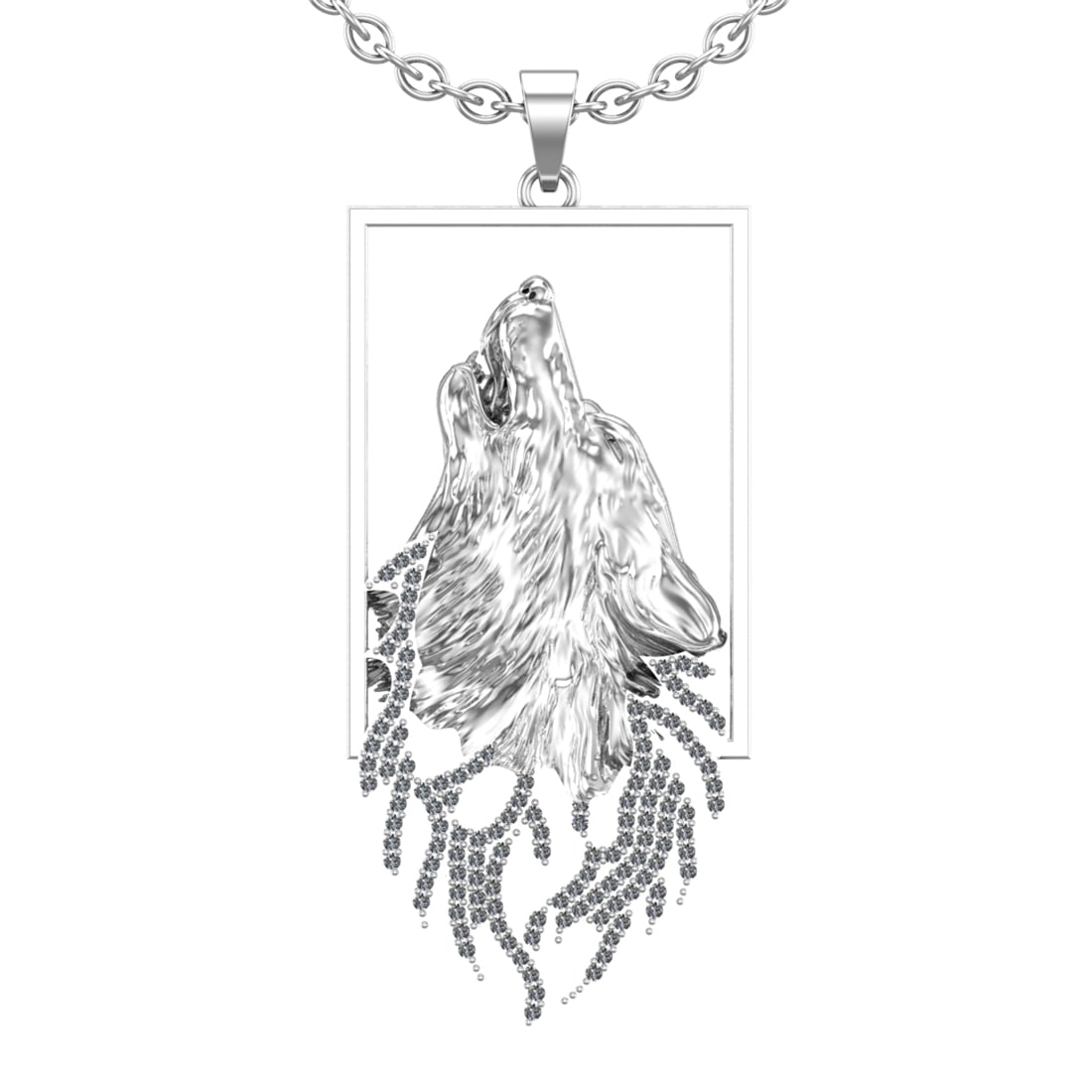 1.06 Ctw SI2/I1 Diamond 14K White Gold Fox pendant necklace: Total Diamond Weight : 1.06 Ctw (Round cut) Center Diamond Color :- J-K Center Clarity : SI2/I1 Stone Setting : Prong Metal Weight : Approx 14.20 Gram 14K White Gold Fox pendant necklace Length :-57.5