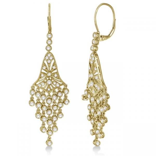 Bezel-Set Dangling Chandelier Diamond Earrings 14K Yellow Gold 2.27ctw (1 of 1)