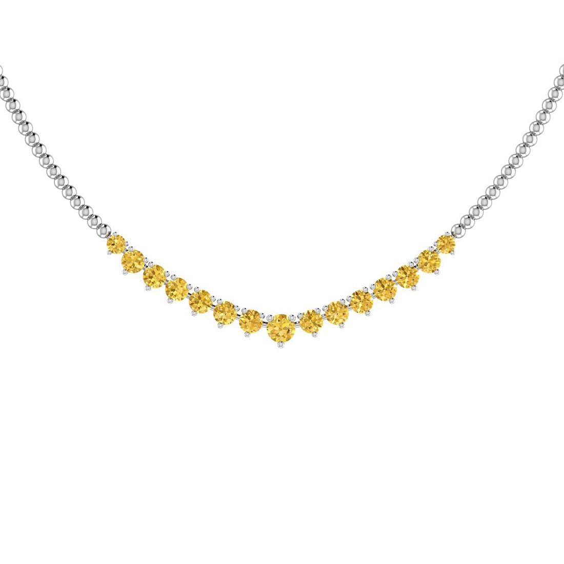 1.06 Ctw i2/i3 Treated Fancy Yellow Diamond 14K White Gold Necklace: Center Diamond Weight : 1.06 Ctw ( Round cut) Center Diamond Color : Treated Fancy Yellow Dimaond Center Clarity : i2/i3 Center Stone Setting : Prong Metal Weight : Approx 13.00 Gram 14K White Gold La