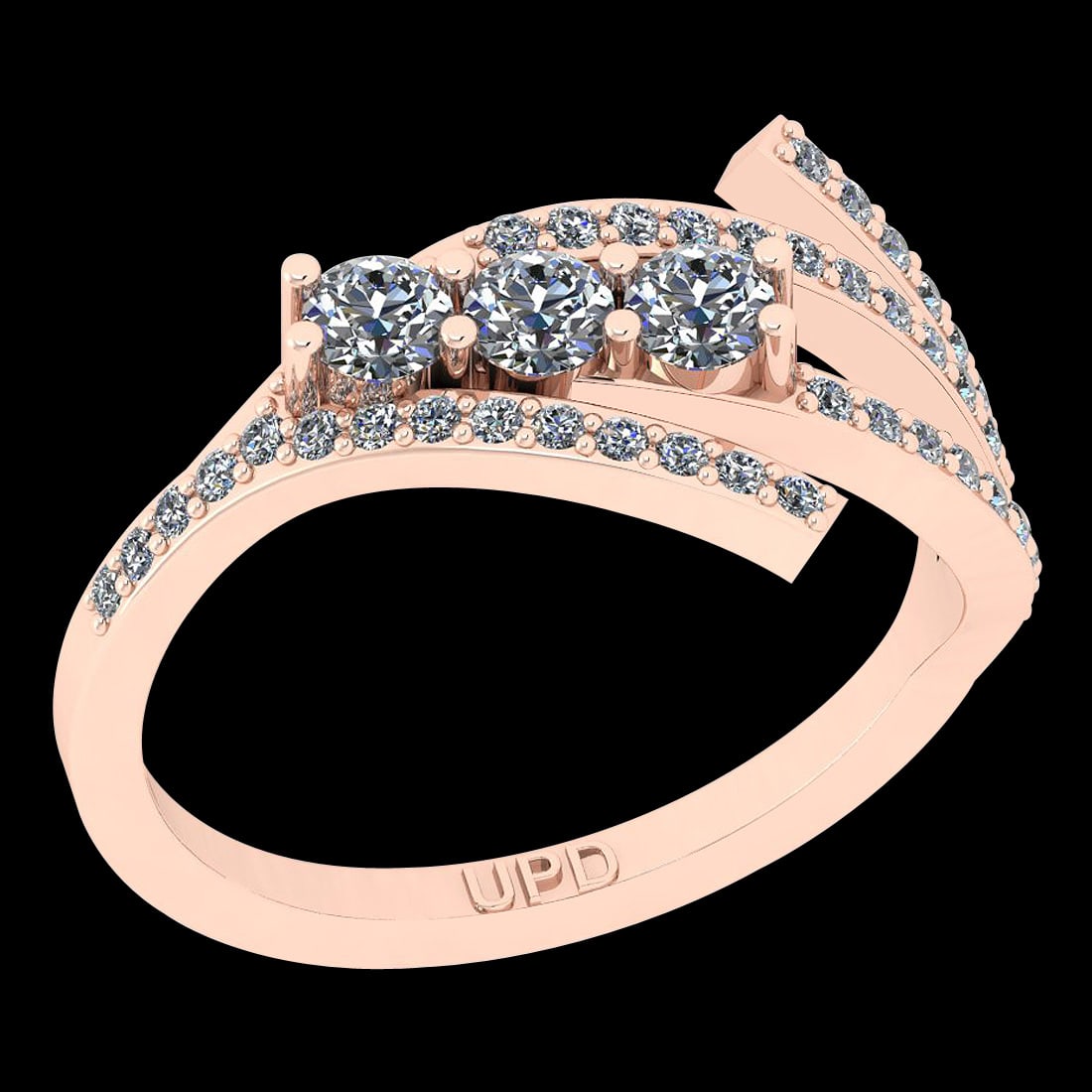 0.57 Ctw i2/i3 Diamond 14K Rose Gold three Stone Ring (1 of 1)