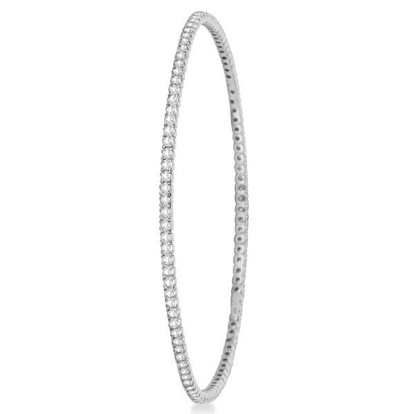 Stackable Diamond Bangle Eternity Bracelet 14k White Gold 1.25ctw: CENTER STONE; Diamond CENTER STONE CLARITY; SI CENTER STONE COLOR; J-K CENTER STONE SETTING; Prong SIDE STONE CLARITY; SIDE STONE COLOR; SIDE STONE SETTING; ctw OF SIDE STONE: SIDE STONE QUALITY; #PAP