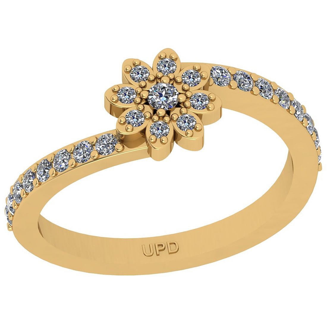 0.33 Ctw SI2/I1 Diamond Prong Set 14K Yellow Gold Flower Ring: Center Diamond Weight : 0.33 Ctw (Round Cut) Center Diamond Color :- J-K Center Clarity : SI2/I1 Stone Setting : Prong Metal Weight : Approx 2.80 Gram 14K Yellow Gold Flower Ring Current Ring Size 6 #