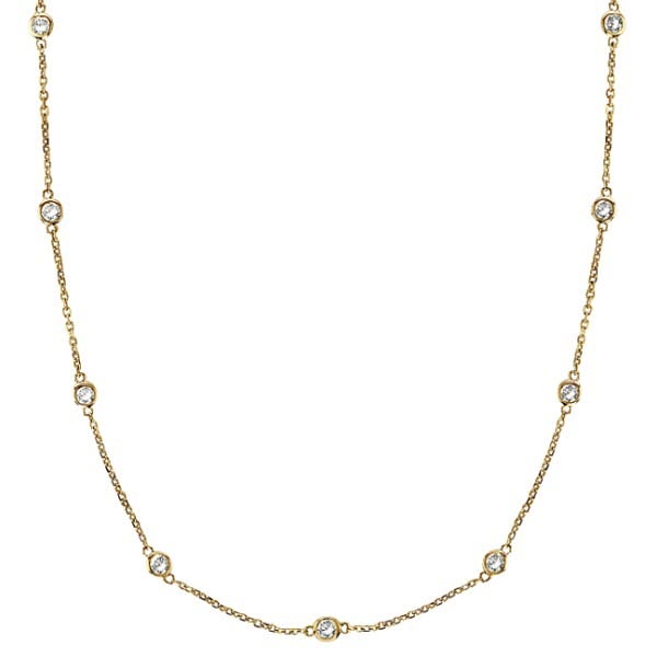 Station Bezel-Set Necklace in 14k Yellow Gold 0.50 ctw: CENTER STONE; Diamond CENTER STONE CLARITY; SI CENTER STONE COLOR; J-K CENTER STONE SETTING; Bezel SIDE STONE CLARITY; SIDE STONE COLOR; SIDE STONE SETTING; ctw OF SIDE STONE: SIDE STONE QUALITY; #PAP