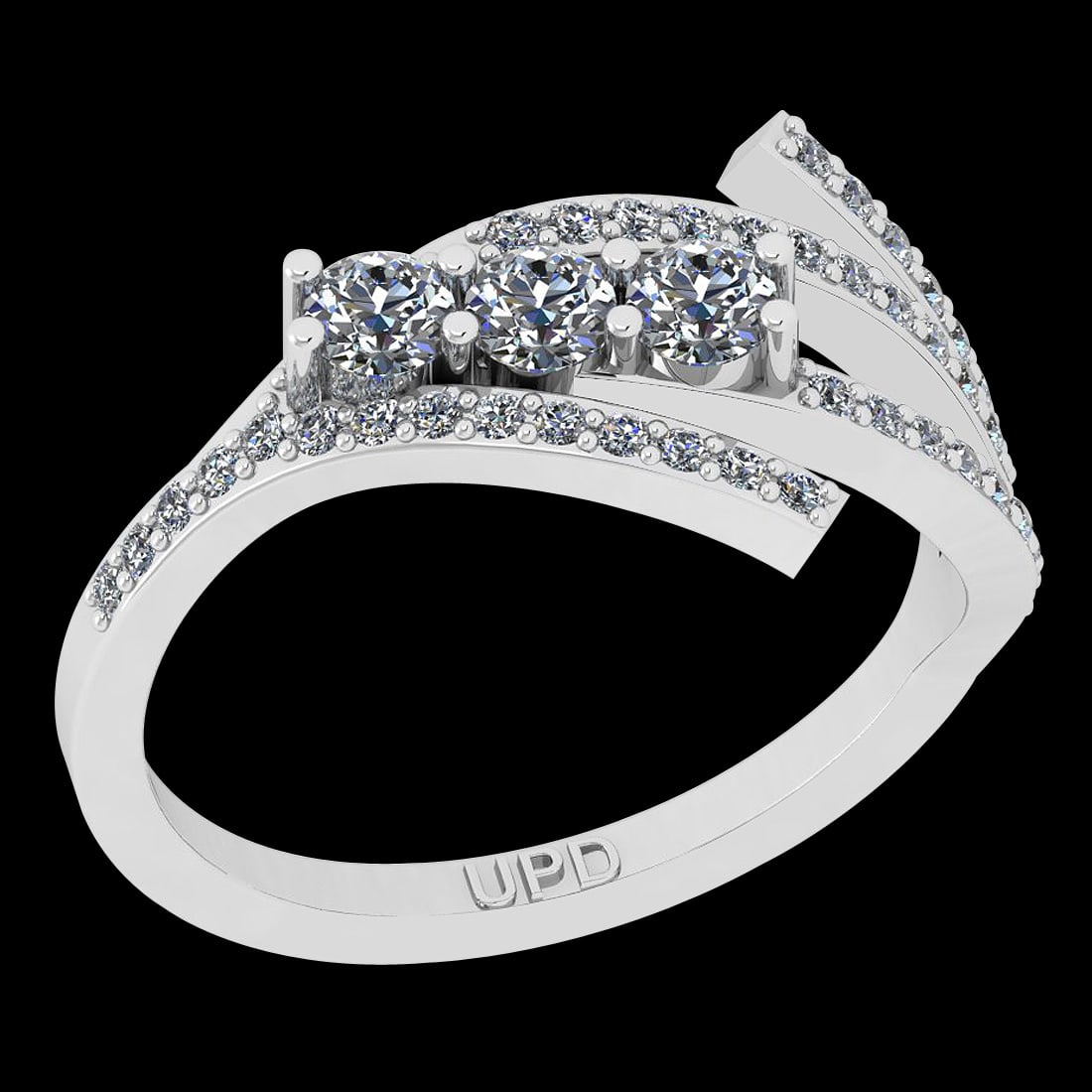 0.57 Ctw i2/i3 Diamond 14K White Gold three Stone Ring (1 of 1)