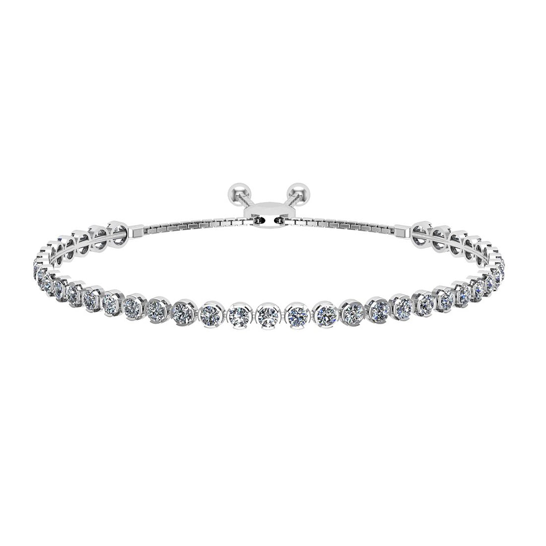 1.12 Ctw SI2/I1 Diamond Crown Set 14K White Gold Slide Bracelet: Center Diamond Weight : 1.12 Ctw (Round Cut) Center Diamond Color :- J-K Center Clarity : SI2/I1 Stone Setting : Crown Metal Weight : Approx 6.50 Gram 14K White Gold Slide Bracelet TC230-1.7SB