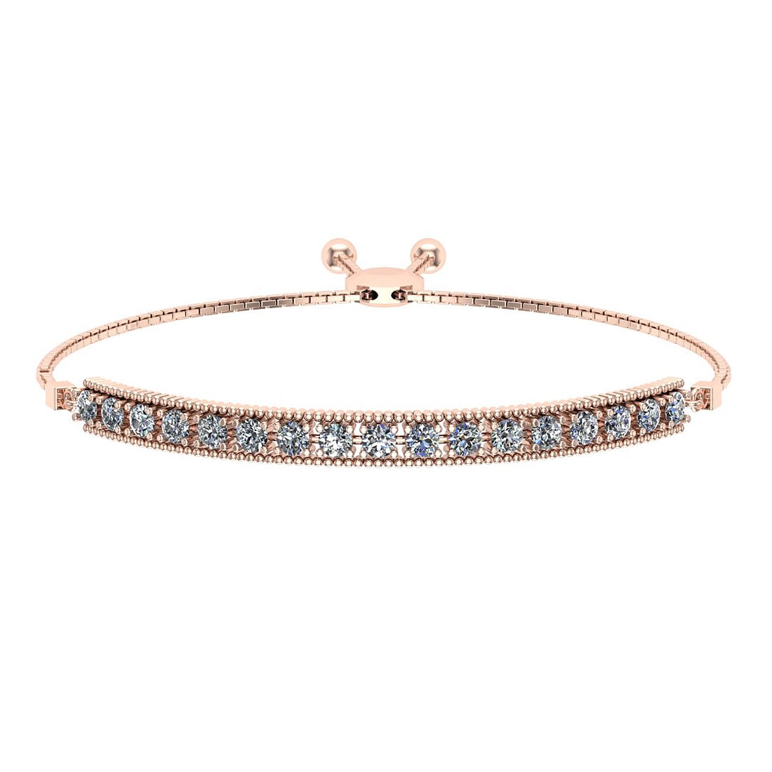 0.50 Ctw SI2/I1 Diamond Prong Set 14K Rose Gold Slide Bracelet: Center Diamond Weight : 0.50 Ctw (Round Cut) Center Diamond Color :- J-K Center Clarity : SI2/I1 Stone Setting : Prong Metal Weight : Approx 6.20 Gram 14K Rose Gold Slide Bracelet MJ3413-1.7SB
