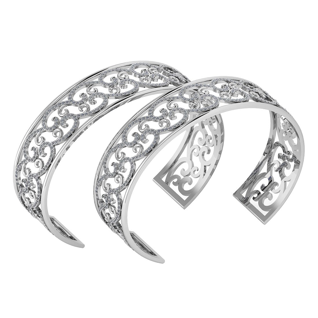 4.16 Ctw SI2/I1 Diamond 10K White Gold Bengals: Center Stone Weight : 4.16 Ctw (Round Cut ) Center Stone Color : J-K Stone Clarity : SI2/I1 Stone Setting : Prong Metal Weight : Approx 40.10 Gram Bengals s Size : 57 mm 2 24 Inches 10K White Gold Ben
