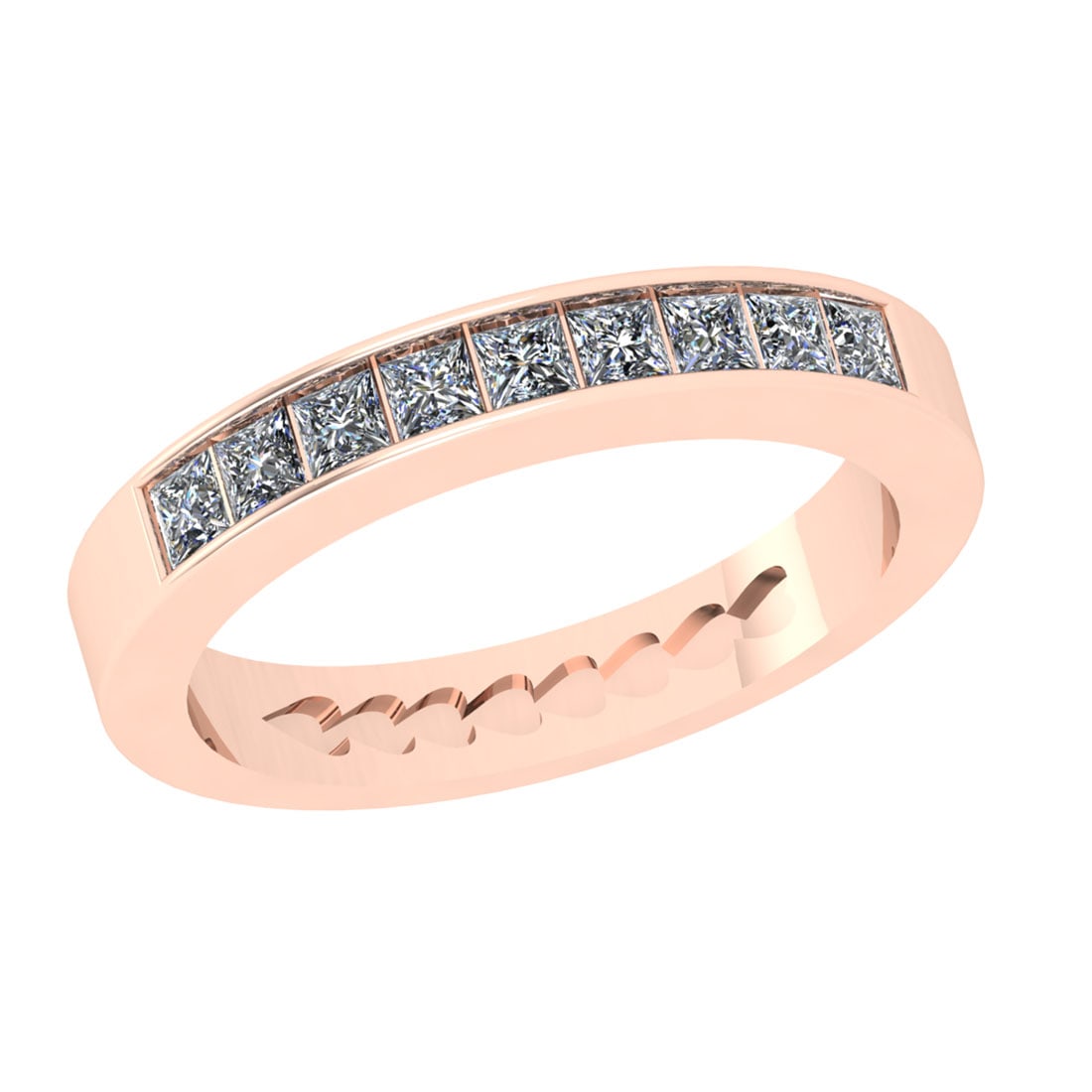 0.54 Ctw SI2/I1 Diamond 14K Rose Gold Eternity Band Ring: Total Diamond Weight : 0.54 Ctw (Princess Cut) Color : J-K Setting : Prong Stone Clarity : SI2/I1 Metal Weight : Approx 3.40 Gram 14K Rose Gold Eternity Band Ring Current Ring Size is-6 #PAPPS91461v7