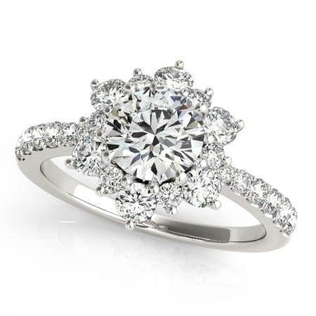 CERTIFIED 18KT WHITE GOLD 1.42 CTW J-K/VS-SI1 DIAMOND HALO ENGAGEMENT RING (1 of 1)