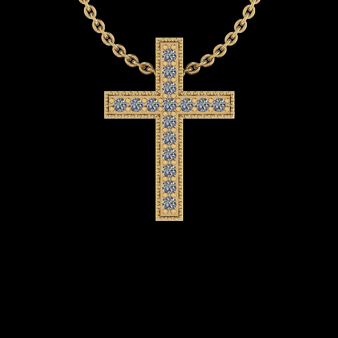 0.09 Ctw SI2/I1 Diamond 14K Yellow Gold Cross Pendant Necklace (1 of 1)