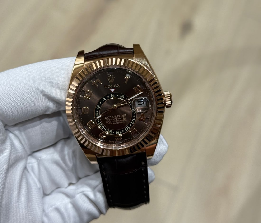 Rolex 18kt Rose Gold Skydweller on Oysterflex 326195 comes with Box & Paper: Rolex 18kt Rose Gold Skydweller on Oysterflex 326195 comes with Box & Papers #PAPPS23482v15