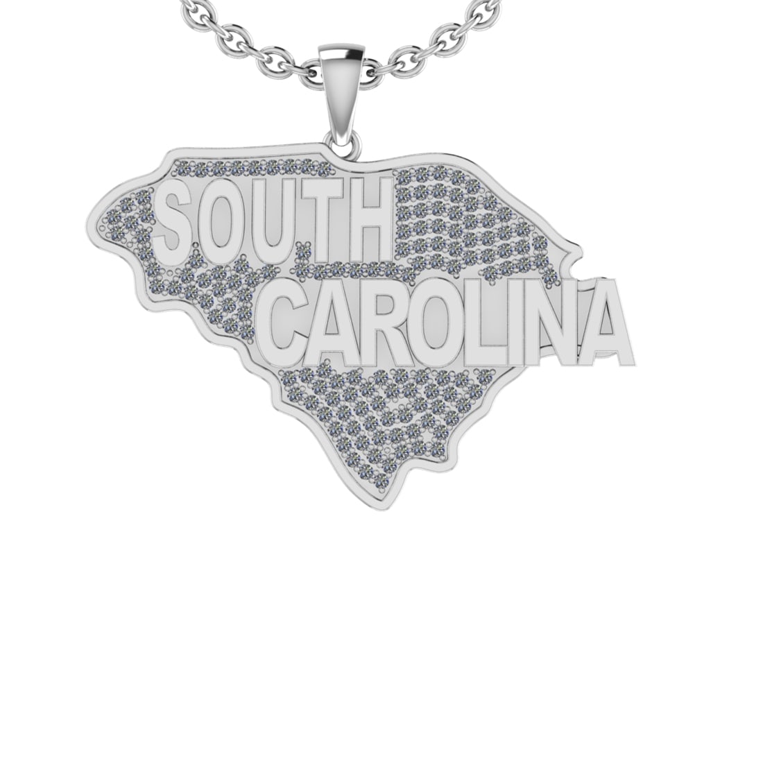 1.10 Ctw SI2/I1 Diamond 14K White Gold Express Your State Love SOUTH CAROLI (1 of 1)