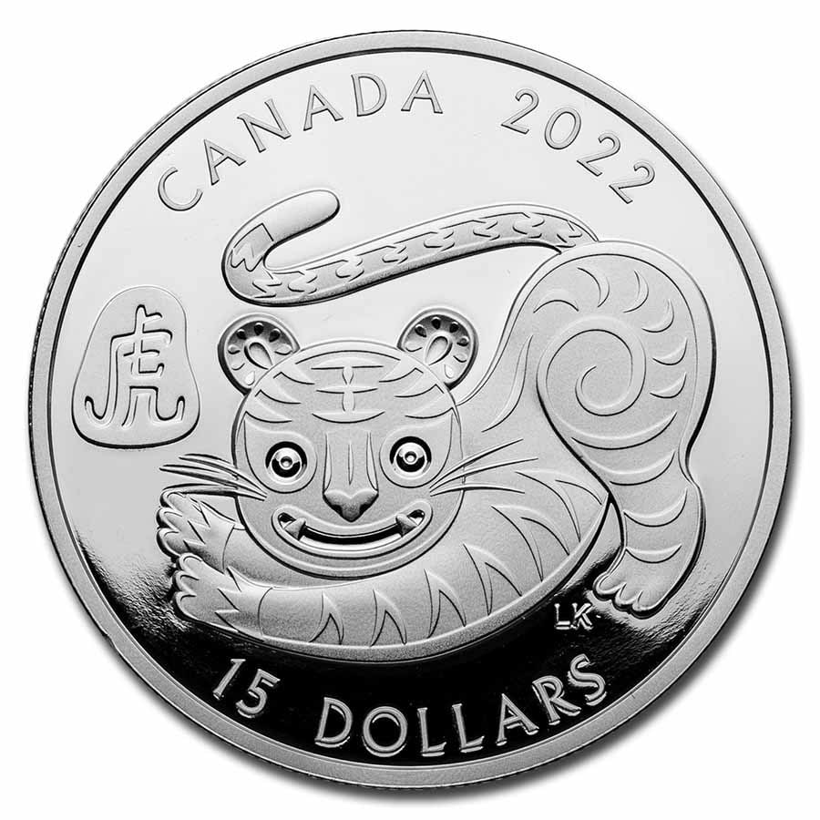 2022 Canada 1 oz Proof Silver $15 Lunar Year of the Tiger: 2022 Canada 1 oz Proof Silver $15 Lunar Year of the Tiger #PAPPS98543v15