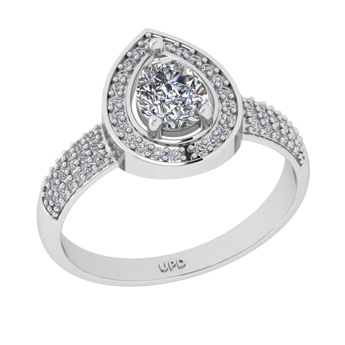 0.95 Ctw VS/SI1 Diamond Prong Set 18K White Gold Engagement Ring: Center Diamond Weight : 0.70 Ctw (Pear Cut) Color : J-K Clarity : VS/SI1 Setting : Prong Side Weight Of Ctw 0.25 Ctw Color : J-K Clarity : VS/SI1 Stone Setting : Prong Metal Weight : Approx 3.40 gram 