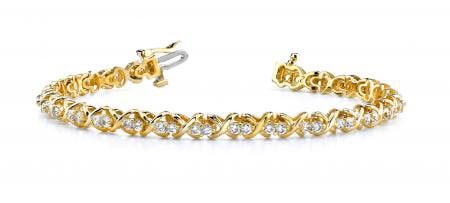 14KT YELLOW GOLD 1 CTW G-H VS2/SI1 DOUBLE DIAMOND X LINK BRACELET (1 of 1)