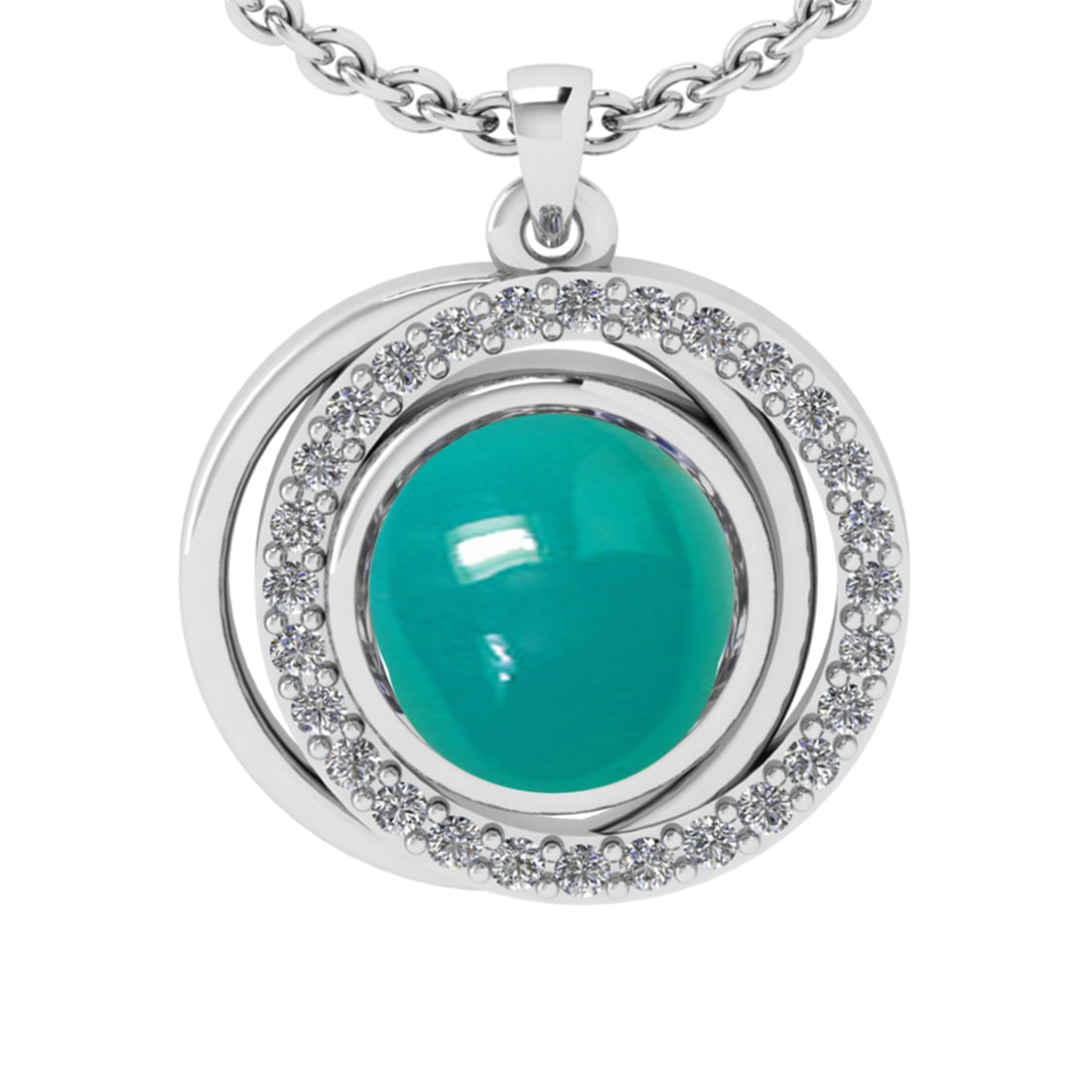 1.50 Ctw VS/SI1 Emerald and Diamond 14K White Gold Pendant: Color Stone Weight : 1.31 Ctw ( Oval Cab) Stone Color :- Emerald Center Stone Setting : Prong Side Weight Of Ctw 0.14 Ctw Color : J-K Clarity : VS/SI1 Stone Setting : Prong Metal Weight : Approx 3.20 