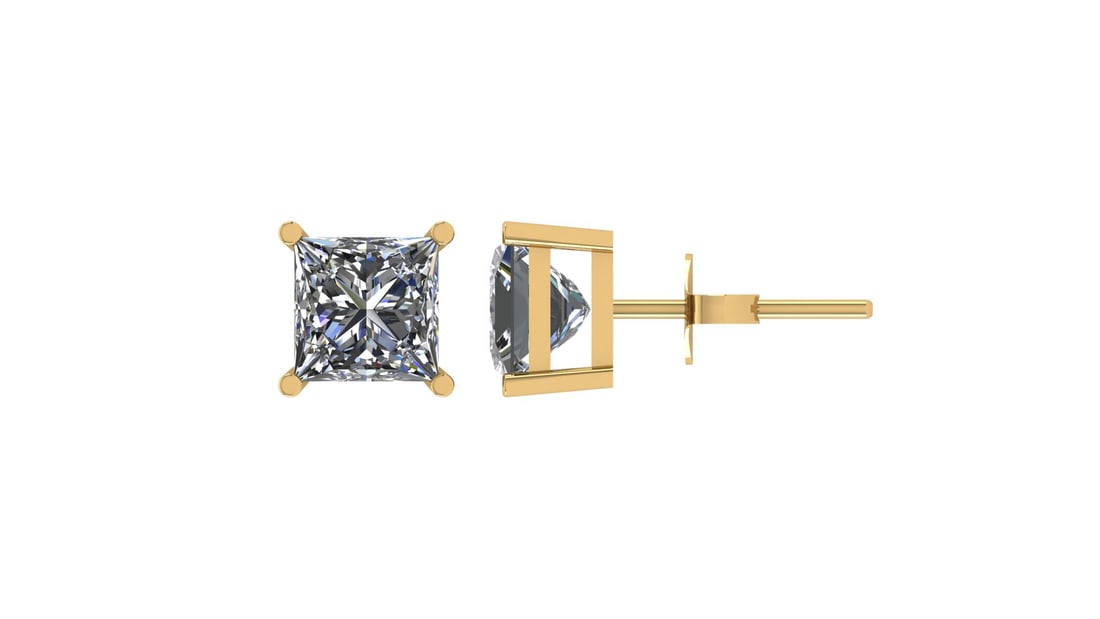 Certified 1.02 CTW Princess Diamond Stud Earrings I/SI2: Certified 1.02 CTW Princess Diamond Stud Earrings I/SI2 #PAPPS84006v3