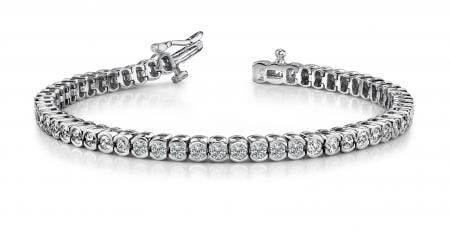 14K WHITE GOLD 2 CTW G-H SI2/SI3 HALF BEZEL CONFIDENCE TENNIS BRACELET: 14K WHITE GOLD 2 CTW G-H SI2/SI3 HALF BEZEL CONFIDENCE TENNIS BRACELET #PAPPS20066v5