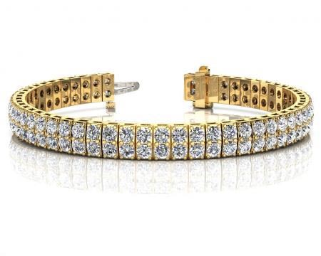 14KT YELLOW GOLD 4 CTW G-H VS2/SI1 TIMELESS TWO ROW DIAMOND TENNIS BRACELET: 14KT YELLOW GOLD 4 CTW G-H VS2/SI1 TIMELESS TWO ROW DIAMOND TENNIS BRACELET #PAPPS19974v5