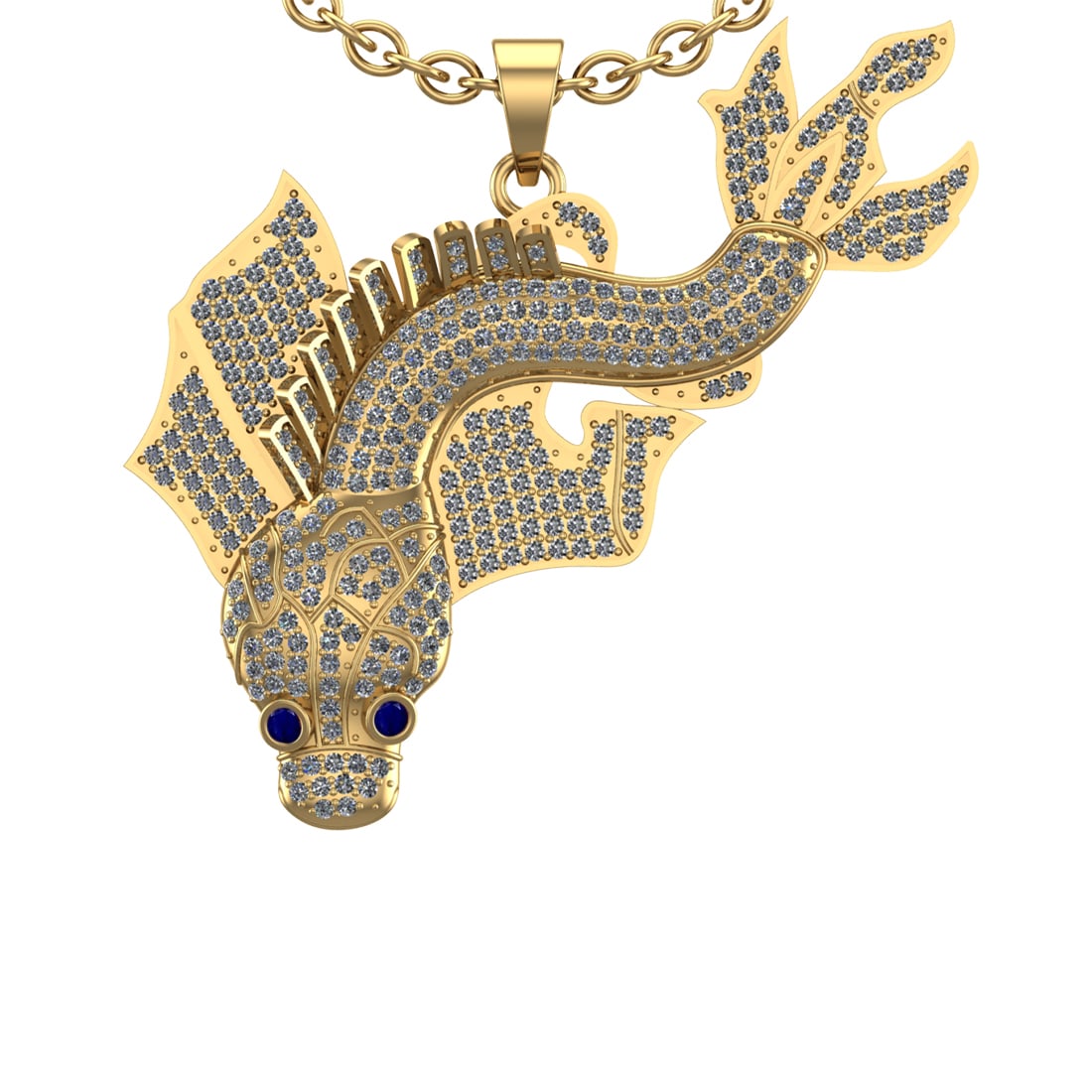 2.77 Ctw SI2/I1 Diamond 14k Yellow Gold Animal theme Starfish Pendant Neckl: Eye stone Weight :-0.07 Ctw Eye Color :- Blue Sapphire setting Prong Total Diamond Weight : 2.70 Ctw (Round cut) Center Diamond Color :- J-K Center Clarity : SI2/I1 Stone Setting : Prong Metal Weight 