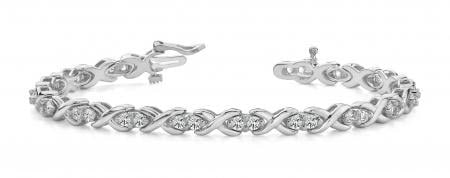 14K WHITE GOLD 1.50 CTW G-H SI2/SI3 X LINK DIAMOND BRACELET: 14K WHITE GOLD 1.50 CTW G-H SI2/SI3 X LINK DIAMOND BRACELET #PAPPS20006v5