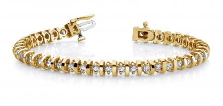 14KT YELLOW GOLD 1 CTW G-H VS2/SI1 SHINY CURVE LINK DIAMOND TENNIS BRACELET: 14KT YELLOW GOLD 1 CTW G-H VS2/SI1 SHINY CURVE LINK DIAMOND TENNIS BRACELET #PAPPS20152v5