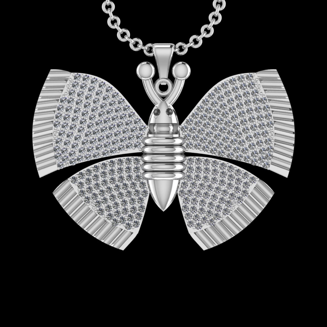 2.37 Ctw SI2/I1 Treated Fancy Black Diamond 18K White Gold Pendant Necklace: Eye Stone Weight :- 0.01 ctw Eye Stone Color :- Treated Fancy Black Diamond Total Diamond Weight : 2.36 Ctw (Round cut) Center Diamond Color :- J-K Center Clarity : SI2/I1 Stone Setting : Prong Metal 