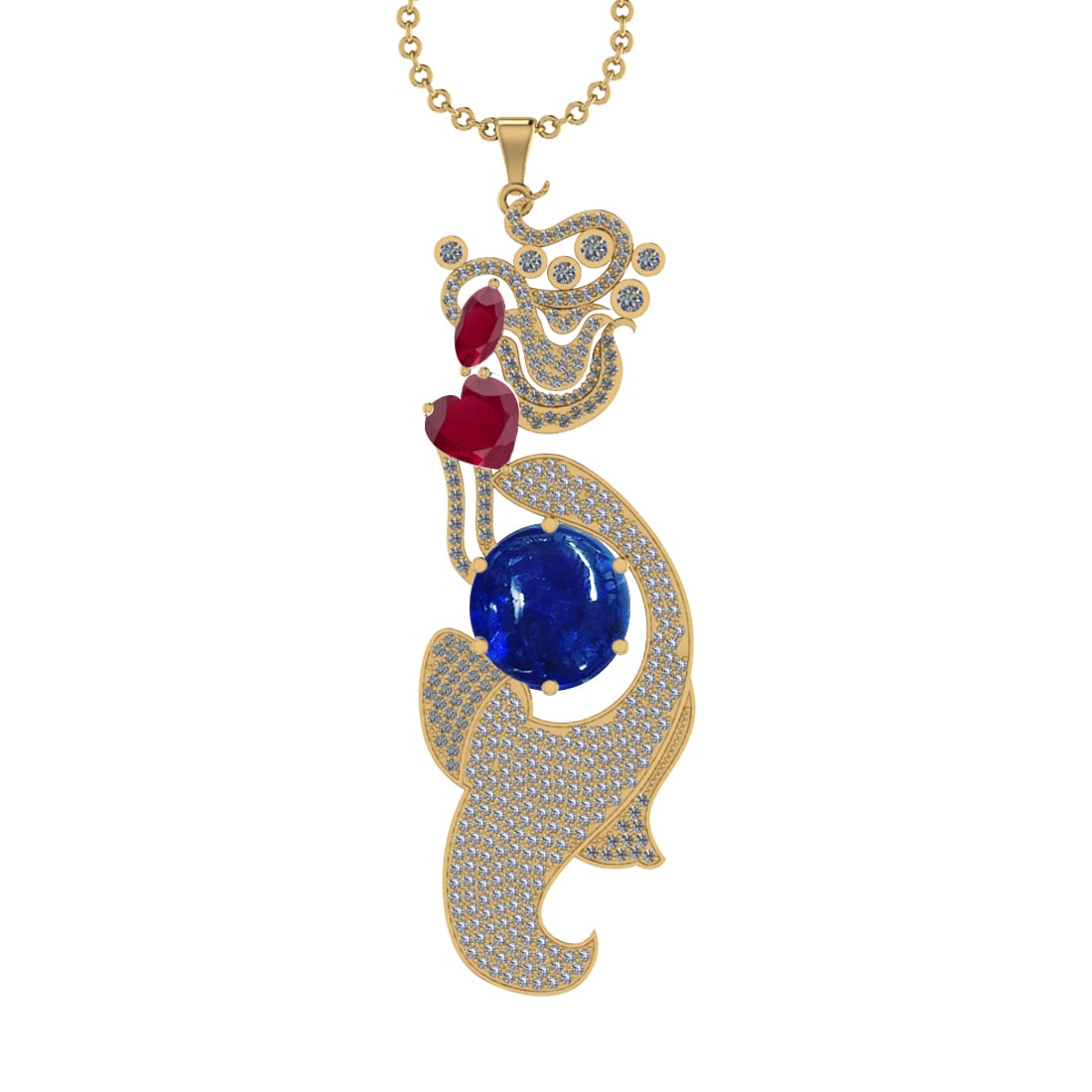 50.16 Ctw VS/SI1 Ruby,Tanzanite and Diamond Prong Set 14k Yellow Gold Penda (1 of 1)
