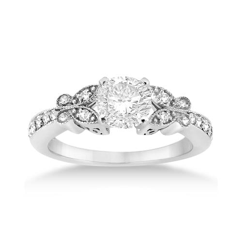 Butterfly Diamond Engagement Ring Setting platinum 1.20ctw: CENTER STONE; DIAMOND (1.00 CTW) CENTER STONE CLARITY; SI1-SI2 CENTER STONE COLOR; J-K CENTER STONE SETTING; SIDE STONE CLARITY; SI1-SI2 SIDE STONE COLOR; J-K SIDE STONE SETTING; Prong ctw OF SIDE