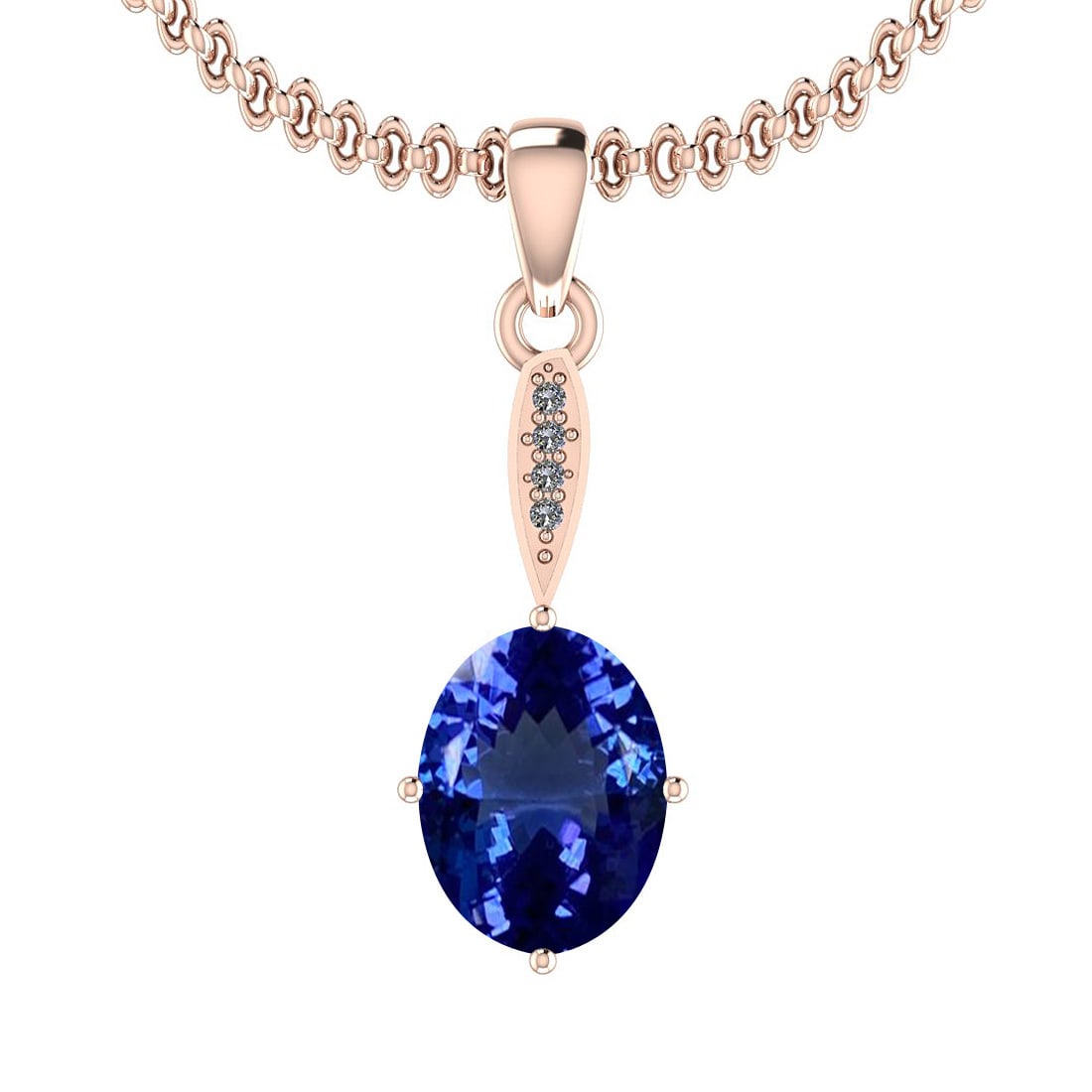 Certified 4.84 Ctw VS/SI1 Tanzanite And Diamond 14k Rose Gold Victorian Sty: Center Stone Approx Weight: 4.80 Ctw (1 Pcs Oval Cut) Center Stone Color: Tanzanite Center Stone Setting: Prong Side Stone 0.04 Ctw Side Stone Color: J-K Stone Clarity: VS/SI1 Stone Setting: Prong