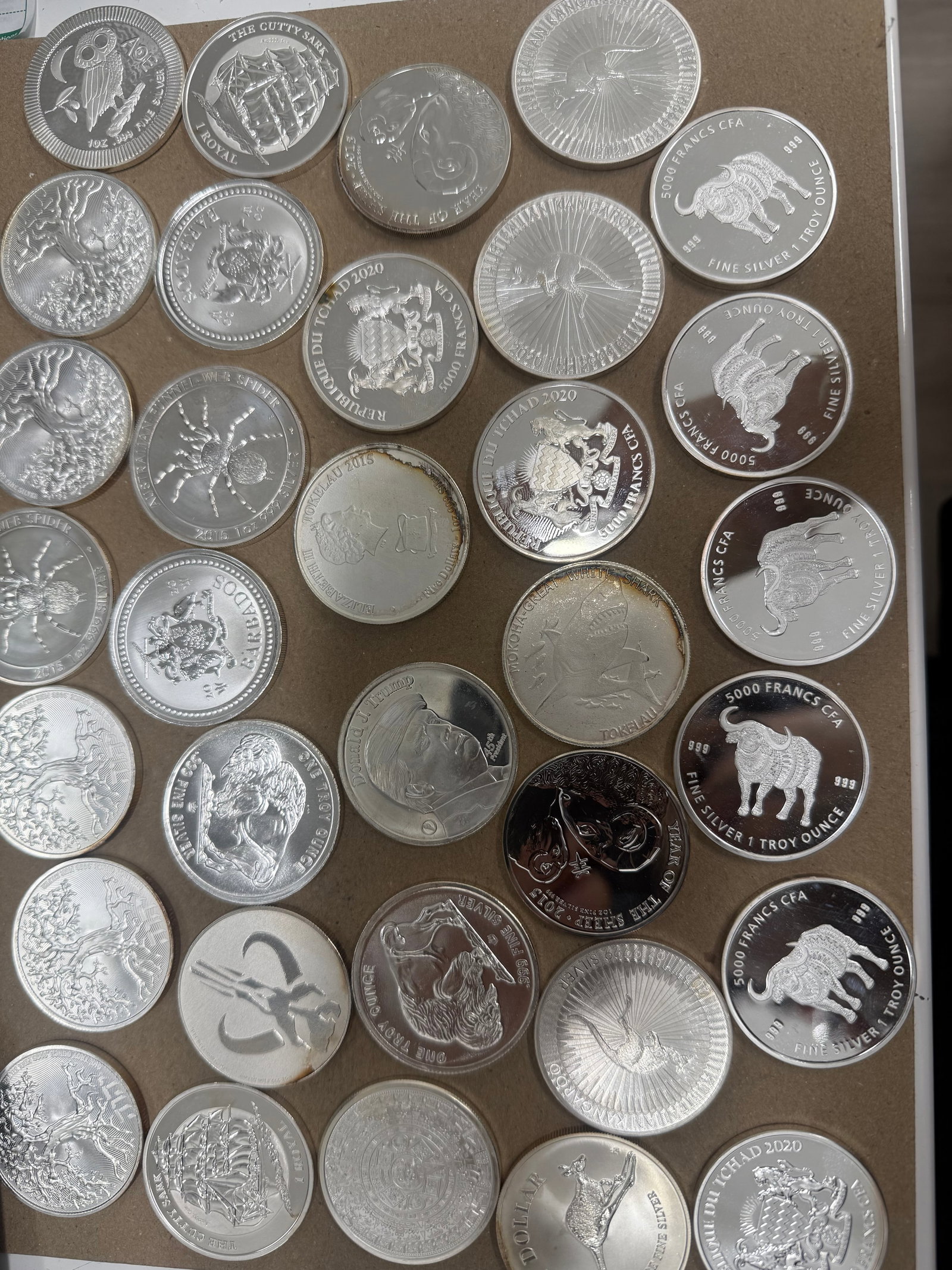 Mixed Lot of Varying Pure Silver 1 ounce Coins .999 33 pieces (1 of 1)