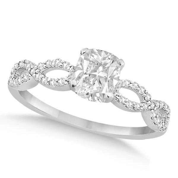 Infinity Cushion-Cut Diamond Engagement Ring 14k White Gold 1.50ctw: CENTER STONE; Diamond (1.00 CTW) CENTER STONE CLARITY; SI1 - SI2 CENTER STONE COLOR; J-K CENTER STONE SETTING; Prong SIDE STONE CLARITY; SI1 - SI2 SIDE STONE COLOR; J-K SIDE STONE SETTING; Pave ctw OF