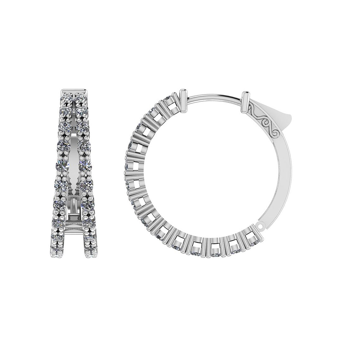 0.96 Ctw SI2/I1 Diamond Prong Set 14K White Gold Huggie Earrings: Center Diamond Weight : 0.96 Ctw (Round Cut) Center Diamond Color :- J-K Center Clarity : SI2/I1 Stone Setting : Prong Metal Weight : Approx 3.80 Gram 14K White Gold Huggie Earrings Size 0.50 Inch MJ4