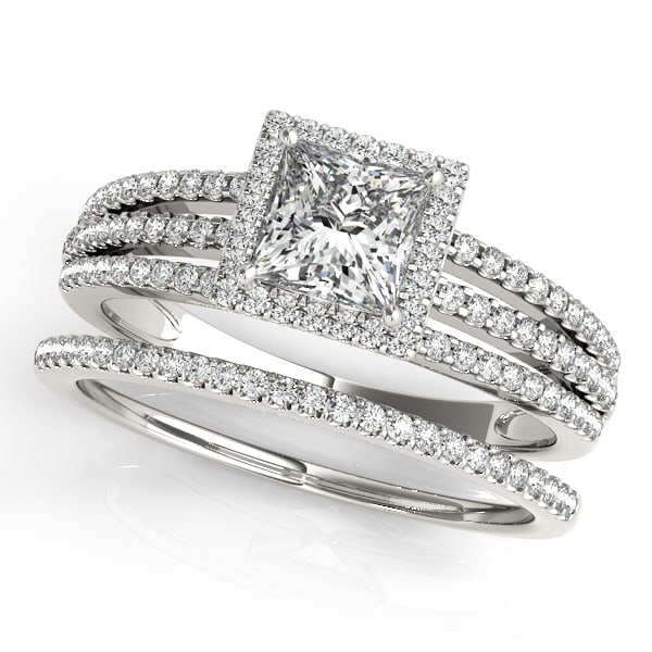 Certified 1.50 Ctw SI2/I1 Diamond 14K White Gold Bridal Set Ring: Center Diamond Approx Weight: 1.00 Ctw (Princess Cut) Center Color: J-K Center Stone Clarity: SI2/I1 Center Stone Setting: Prong Side Stone 0.50 Ctw Side Stone Color: J-K Stone Clarity: SI2/I1 Stone