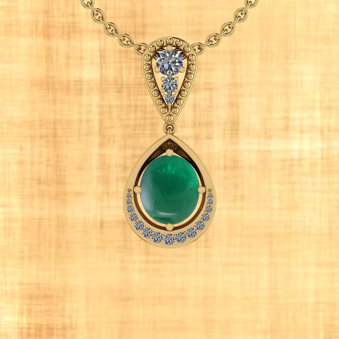 Certified 9.78 Ctw Emerald And Diamond I1/I2 14K Yellow Gold Victorian Styl: Color Stone Approx Weight: 8.93 Ctw (1 psc Oval Cabochon) Center Stone Color: Emerald Center Stone Setting: Prong Diamond Stone Weight Approx: 0.85 Ctw Diamond Stone Color: H-I Stone Clarity: I1/I2 St