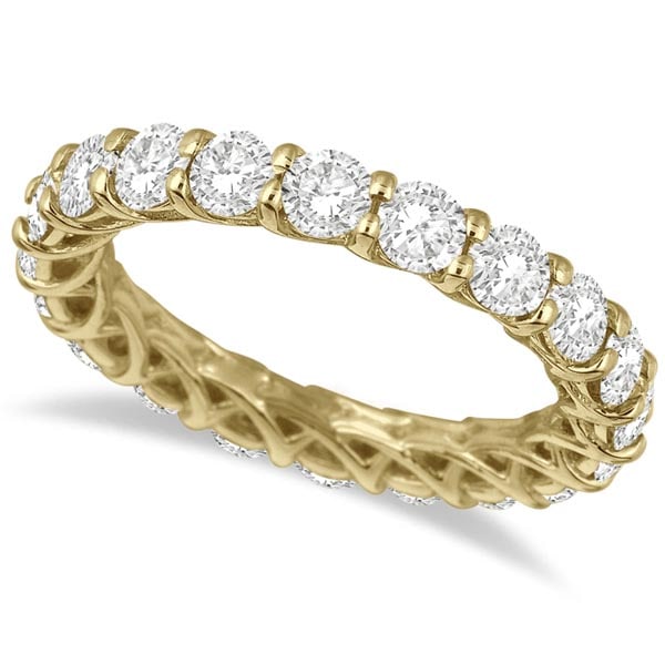 Luxury Diamond Eternity Anniversary Ring Band 14k Yellow Gold 3.50ctw: CENTER STONE; Diamond CENTER STONE CLARITY; SI CENTER STONE COLOR; J-K CENTER STONE SETTING; Prong SIDE STONE CLARITY; SIDE STONE COLOR; SIDE STONE SETTING; ctw OF SIDE STONE: SIDE STONE QUALITY; #PAP