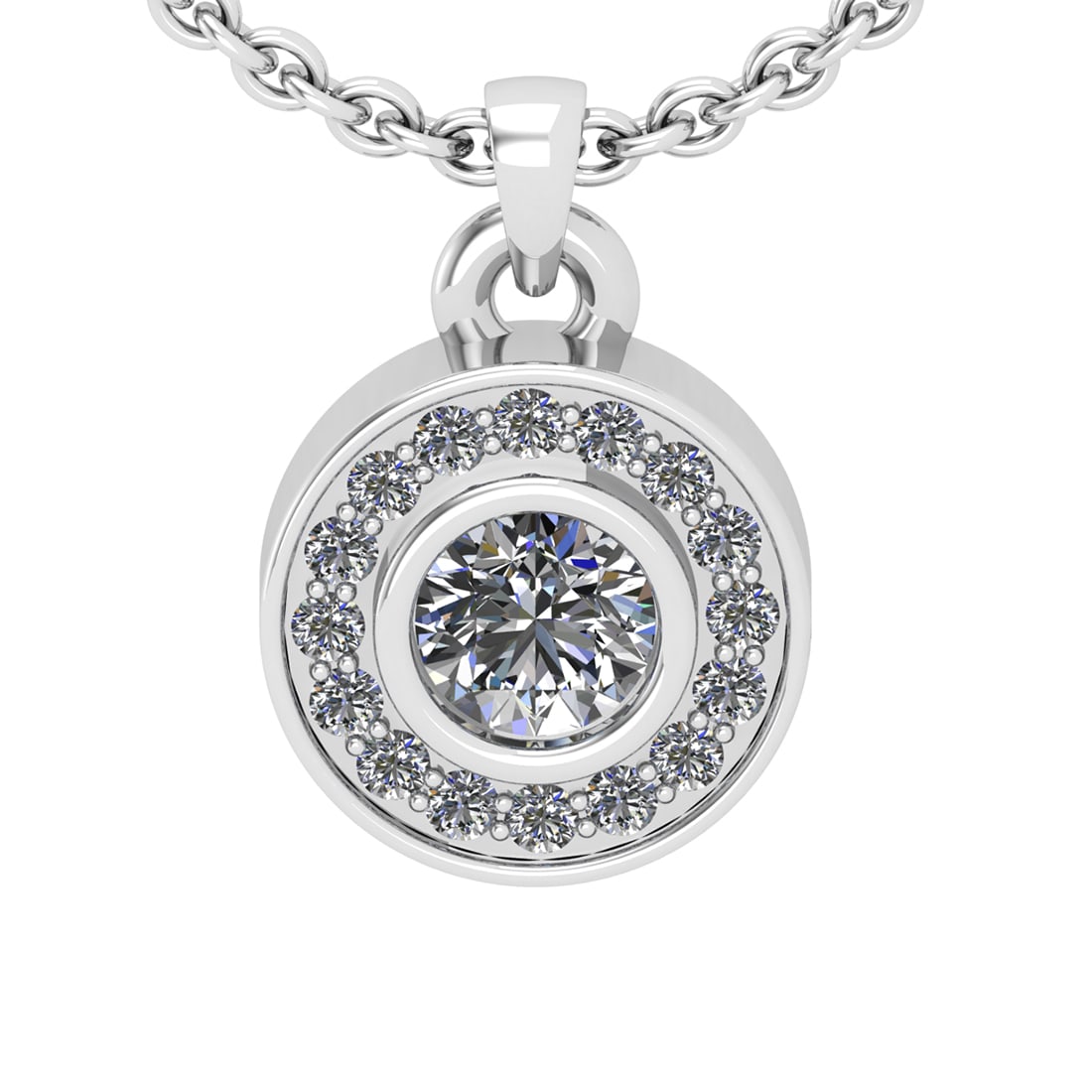 0.72 Ctw SI2/I1 Diamond 14K White Gold Necklace: Center Weight : 0.50 Ctw (Round Cut) Center Diamond Color : J-K Center Stone Setting : Prong Center Stone Clarity : SI2/I1 Side Stone Weight Of Ctw 0.22 Ctw Side Stone Color : G-H Stone Clarity : SI2/