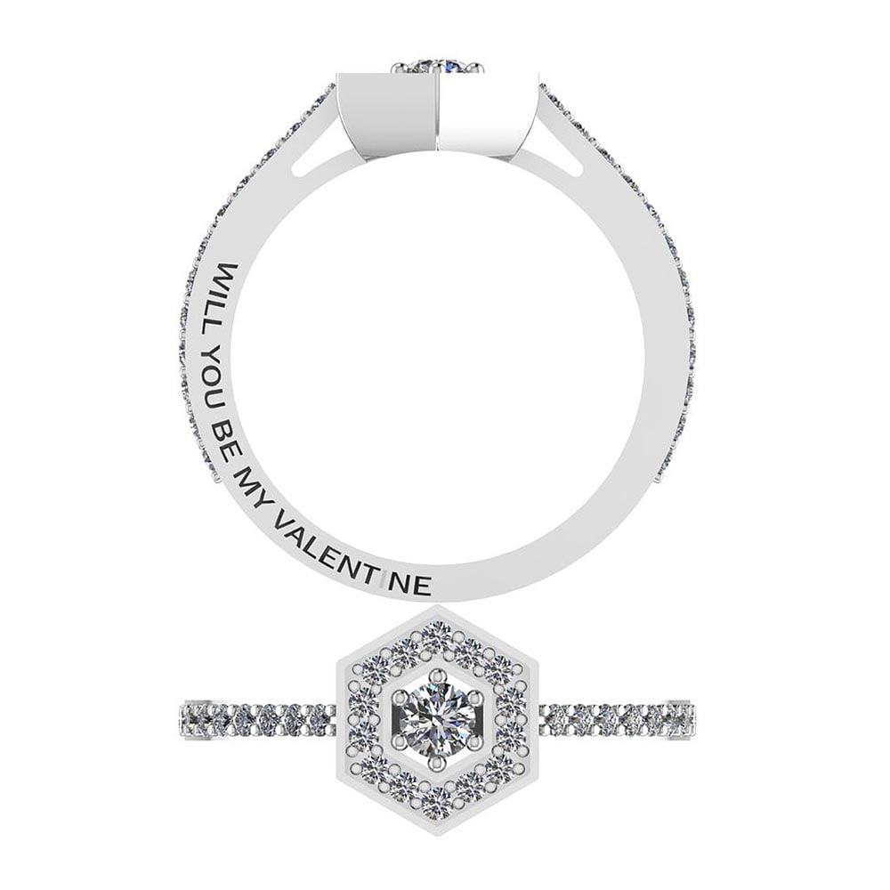 Certified 0.29 Ctw Diamond SI1/SI2 Valentine Collection Free Engraved Ring: Center Stone Approx Weight: 0.29 Ctw (39 Pcs Round) Center Stone Color: G-H Center Stone Clarity: SI1/SI2 Center Stone Setting: Prong Metal Approx Weight: 2.20 Gram 14K White Gold Engraved Band Ring s