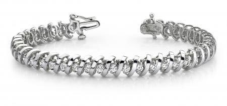 14KT WHITE GOLD 1 CTW G-H VS2/SI1 SWIRL LINK DIAMOND TENNIS BRACELET: 14KT WHITE GOLD 1 CTW G-H VS2/SI1 SWIRL LINK DIAMOND TENNIS BRACELET #PAPPS20143v5