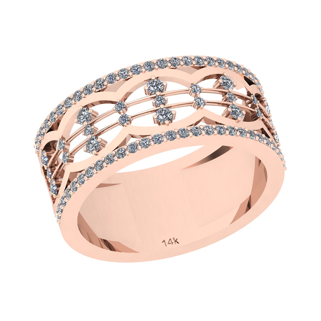 0.47 Ctw Si2/i1 Diamond 14K Rose Gold Eternity Band Ring: Total Weight : 0.47 Ctw (Round Cut ) Diamond Stone Color : J-K Stone Clarity : Si2/i1 Diamond Stone Setting : Prong Metal Weight : Approx 5.90 Gram 14K Rose Gold Eternity Band Ring Current Ring Size i