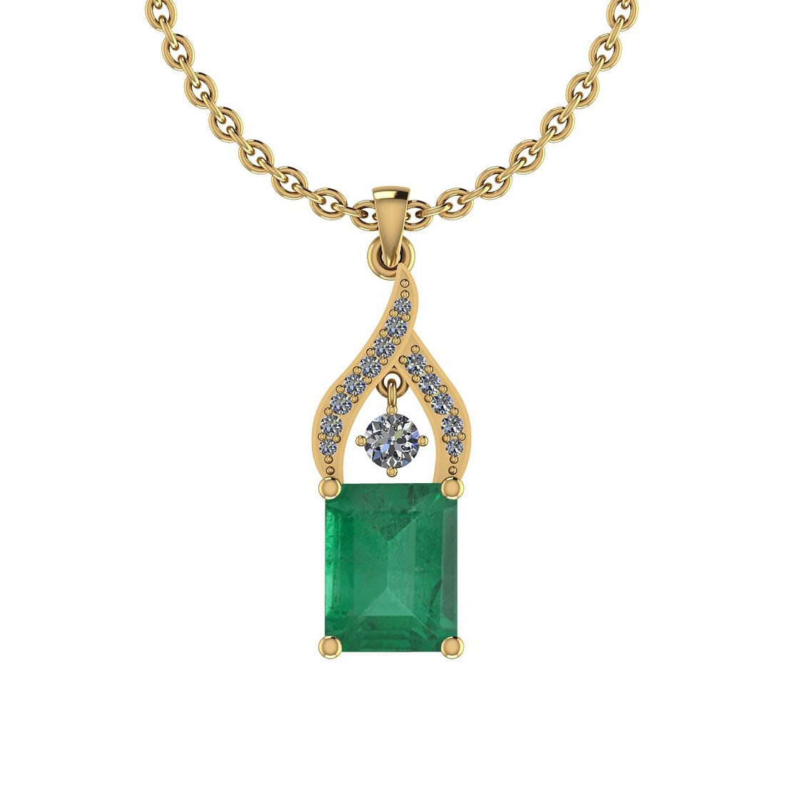Certified 3.20 Ctw Emerald and Diamond I2/I3 14K Yellow Gold Victorian Styl: Color Stone Approx Weight: 3.01 Ctw (1 pcs Emerald Octo) Center Stone Color: Emerald Center Stone Setting: Prong Side Stone Approx Weight: 0.19 Ctw Side Stone Color: J-K Stone Clarity: I2/I3 Stone Set