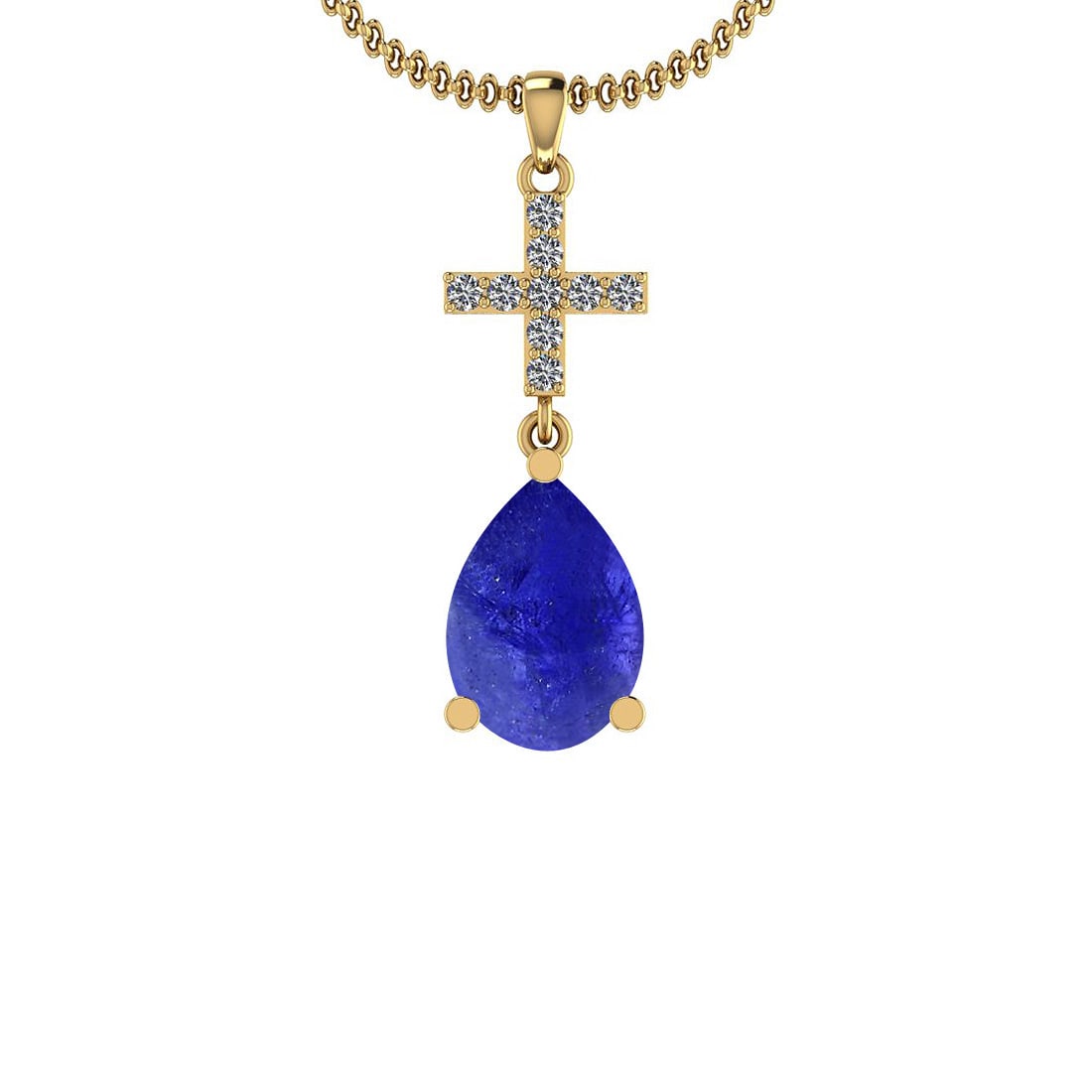 Certified 8.71 Ctw Tanzanite and Diamond I1/I2 14K Yellow Gold Victorian St: Color Stone Approx Weight: 8.40 Ctw (1 pcs Pear Cabochon) Center Stone Color: Tanzanite Center Stone Setting: Prong Side Stone Approx Weight: 0.31 Ctw Side Stone Color: J-K Stone Clarity: I1/I2 Stone 