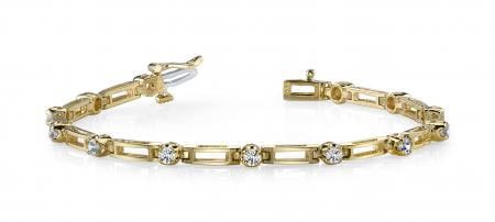 14KT YELLOW GOLD .50 CTW G-H SI2/SI3 DIAMOND BOX LINK BRACELET (1 of 1)