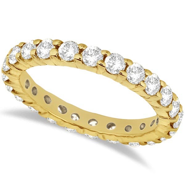 Diamond Eternity Ring Wedding Band in 14k Yellow Gold 2.00ctw: CENTER STONE; Diamond CENTER STONE CLARITY; SI CENTER STONE COLOR; J-K CENTER STONE SETTING; Prong SIDE STONE CLARITY; SIDE STONE COLOR; SIDE STONE SETTING; ctw OF SIDE STONE: SIDE STONE QUALITY;