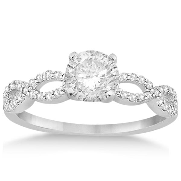Twisted Infinity Diamond Engagement Ring Setting 14K White Gold 1.21ctw: CENTER STONE; 1.00 ctw CENTER STONE CLARITY; SI1-SI2 CENTER STONE COLOR; J-K CENTER STONE SETTING; SIDE STONE CLARITY; SI1-SI2 SIDE STONE COLOR; J-K SIDE STONE SETTING; Micro Pave ctw OF SIDE STONE:
